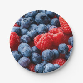 Frambozen en bosbessen papieren bordje