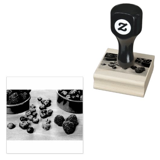Frambozen en bosbessen rubberstempel (Gestempeld)