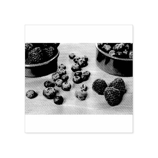 Frambozen en bosbessen rubberstempel (Afrduk)