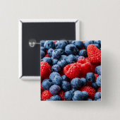 Frambozen en bosbessen vierkante button 5,1 cm (Voorkant /achterkant)