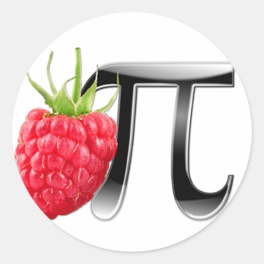 Frambozen en pi-symbool ronde sticker (Voorkant)