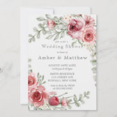 Frambozen en roze Waterverf Peony Wedding Shower (Voorkant)