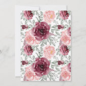 Frambozen en roze Waterverf Peony Wedding Shower (Achterkant)