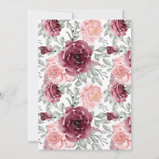 Frambozen en roze Waterverf Peony Wedding Shower (Achterkant)