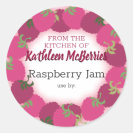 Frambozen Frambozen Fruit Jam Jelly Pie Inblikken Ronde Sticker
