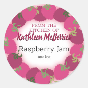 Frambozen Frambozen Fruit Jam Jelly Pie Inblikken Ronde Sticker
