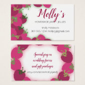 frambozen frambozen vruchtenjam taart visitekaartj visitekaartje (Voorkant /achterkant)