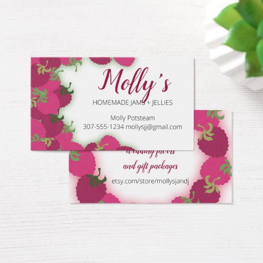 frambozen frambozen vruchtenjam taart visitekaartj visitekaartje (Bureau)