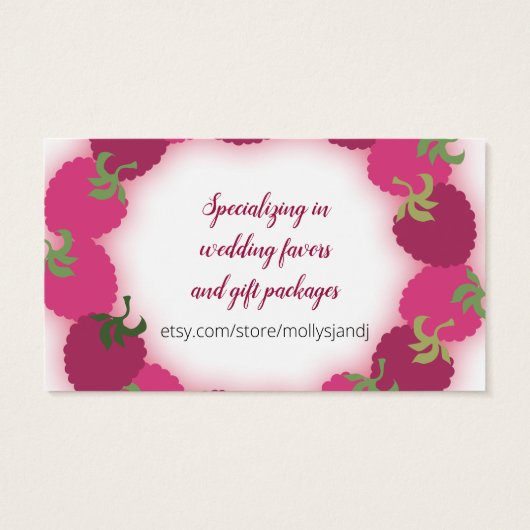 frambozen frambozen vruchtenjam taart visitekaartj visitekaartje (Achterkant)