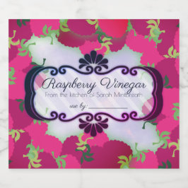 Frambozen gearomatiseerde azijn home conserven lab likeurfles etiket