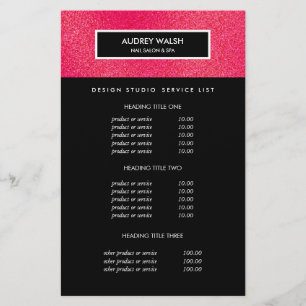 Frambozen Glitters Zwarte Salon Prijzen & Dienste Flyer