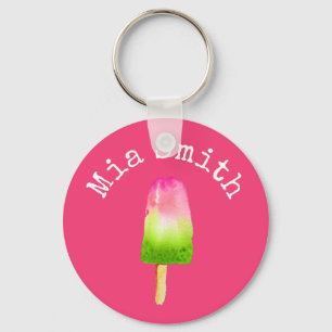Frambozen ijslolly pop art popsicle Zomer Sleutelhanger
