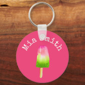 Frambozen ijslolly pop art popsicle Zomer Sleutelhanger (Voorkant)