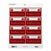 Frambozen in het Rode Homemade-eten Etiket (Full Sheet)