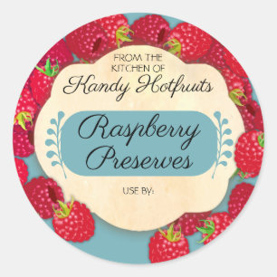 Frambozen jam jelly preserves inmaken ronde sticker