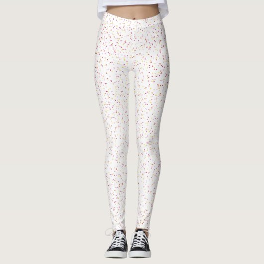 Frambozen limonade gespikkelde, roze & gele Stippe Leggings (Voorkant)