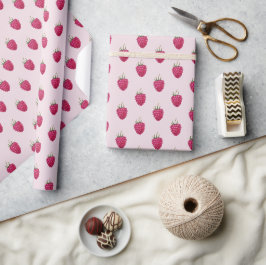Frambozen met handbeschilderd Waterverf Patroon Cadeaupapier