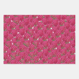 Frambozen met handbeschilderd Waterverf Patroon Inpakpapier Vel