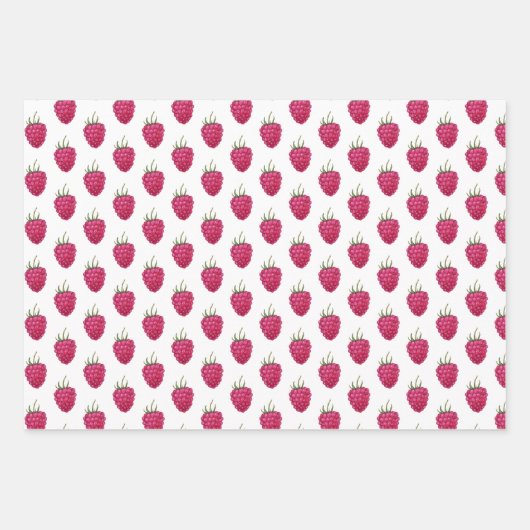 Frambozen met handbeschilderd Waterverf Patroon Inpakpapier Vel (Voorkant 2)
