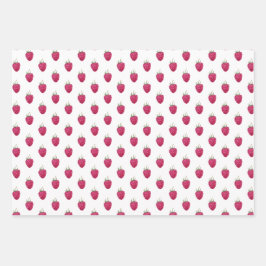 Frambozen met handbeschilderd Waterverf Patroon Inpakpapier Vel