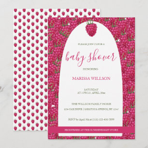 Frambozen met handbeschilderd Waterverf Patroon Kaart