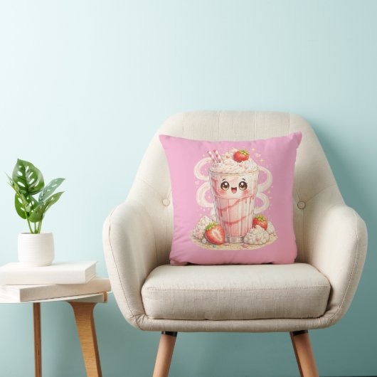 Frambozen Milkshake Kawaii Kussen Kussenhoes (Stoel)
