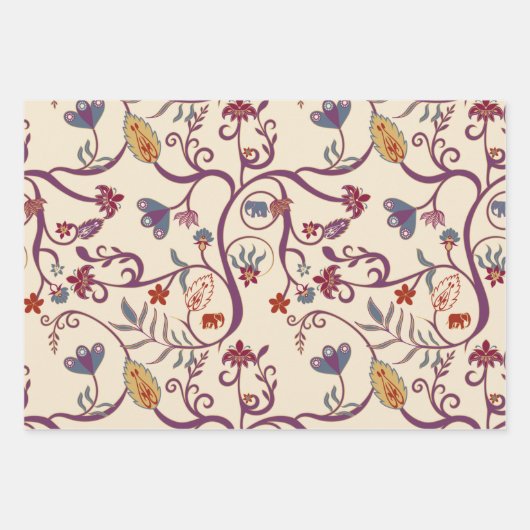Frambozen, Mint en Cream Boho-patronen Inpakpapier Vel (Voorkant 2)