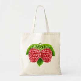Frambozen op een blad tote bag