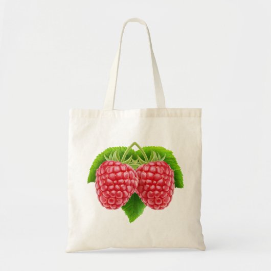 Frambozen op een blad tote bag (Voorkant)