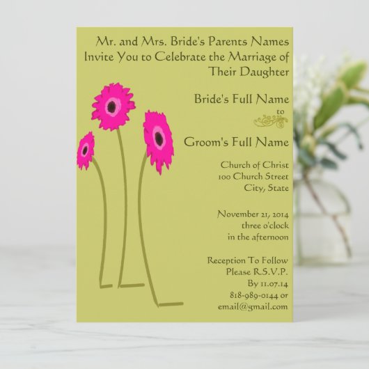 Frambozen op Limoen bruiloft Kaart (Staand voorkant)