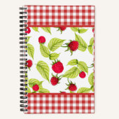 Frambozen op Red Gingham Bullet Journal Notitieboek (Voorkant)