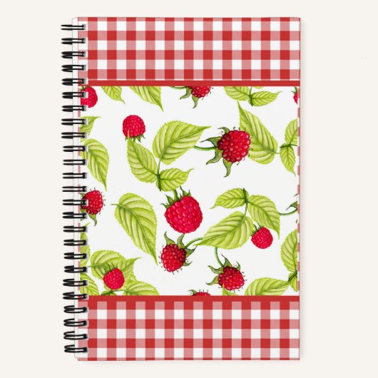 Frambozen op Red Gingham Bullet Journal Notitieboek (Voorkant)