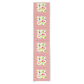 Frambozen op Red Gingham Korte Tafelloper (Voorkant)