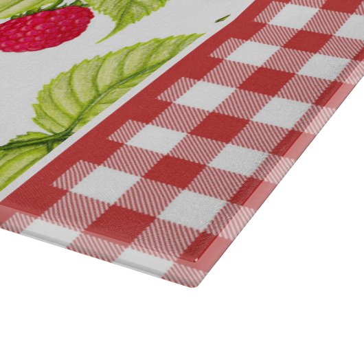 Frambozen op Red Gingham Snijplank (Hoek)