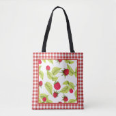 Frambozen op Red Gingham Tote Bag (Voorkant)