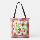 Frambozen op Red Gingham Tote Bag (Achterkant)