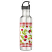 Frambozen op Red Gingham Waterfles (Voorkant)