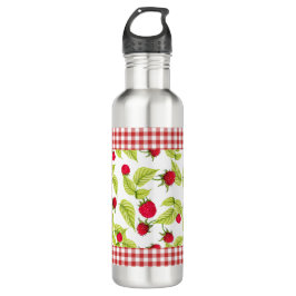 Frambozen op Red Gingham Waterfles