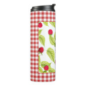 Frambozen op rode Gingham Thermosbeker (Gedraaid links)