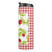 Frambozen op rode Gingham Thermosbeker (Geroteerd rechts)