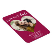 Frambozen Roze Hart Foto Trouw Save the Date Magneet (Rechterzijde)
