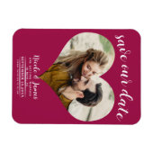 Frambozen Roze Hart Foto Trouw Save the Date Magneet (Horizontaal)