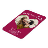 Frambozen Roze Hart Foto Trouw Save the Date Magneet (Linkerzijde)