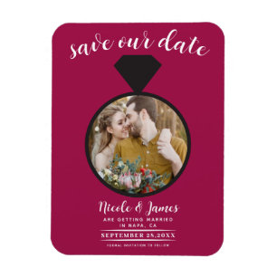 Frambozen Roze Trouwring Foto Save the Date Magneet