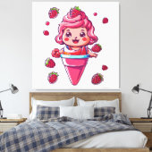 Frambozen sorbet Kawaii Canvas Afdruk (Insitu (Slaapkamer))