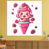 Frambozen sorbet Kawaii Canvas Afdruk (Insitu (Woonkamer))