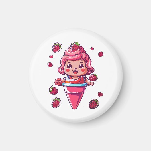Frambozen sorbet Kawaii Magneet (Voorkant)