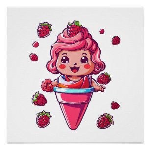 Frambozen sorbet Kawaii Perfect Poster