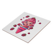 Frambozen sorbet Kawaii Tegeltje (Zijkant)