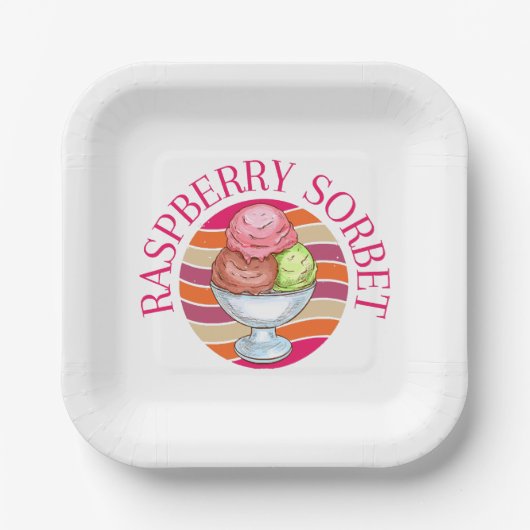 Frambozen Sorbet Papieren Bordje (Voorkant)